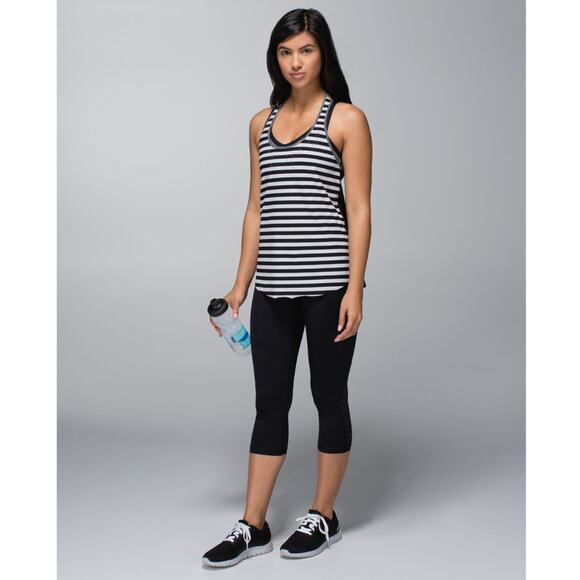 Lululemon Water Bound Singlet Apex Stripe Printed Black Dune Tank Top Size 6 - Picture 4 of 12